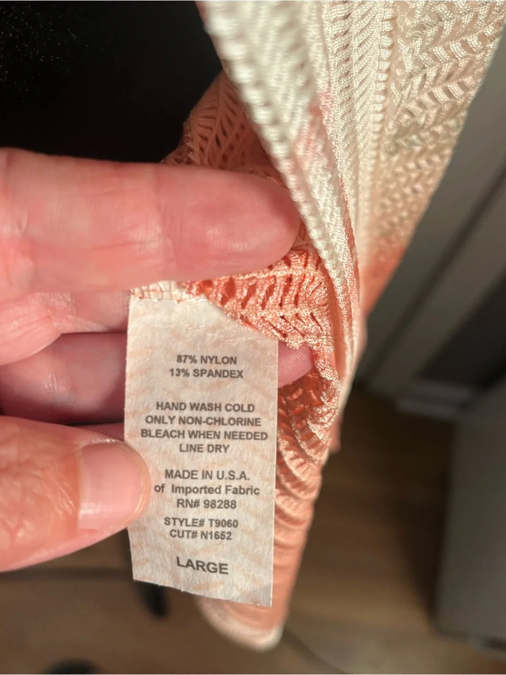 CALstyle White and Peach Open-Weave Draped Cardigan